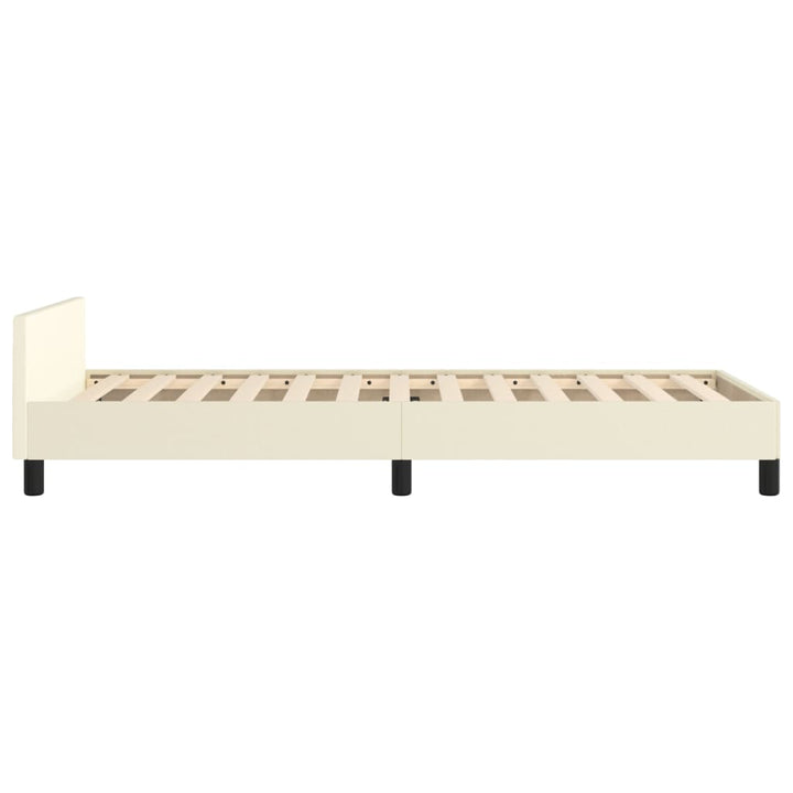 sengeramme med sengegavl 90x200 cm kunstlæder cremefarvet