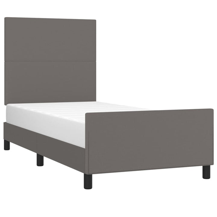 sengeramme med sengegavl 90x200 cm kunstlæder grå