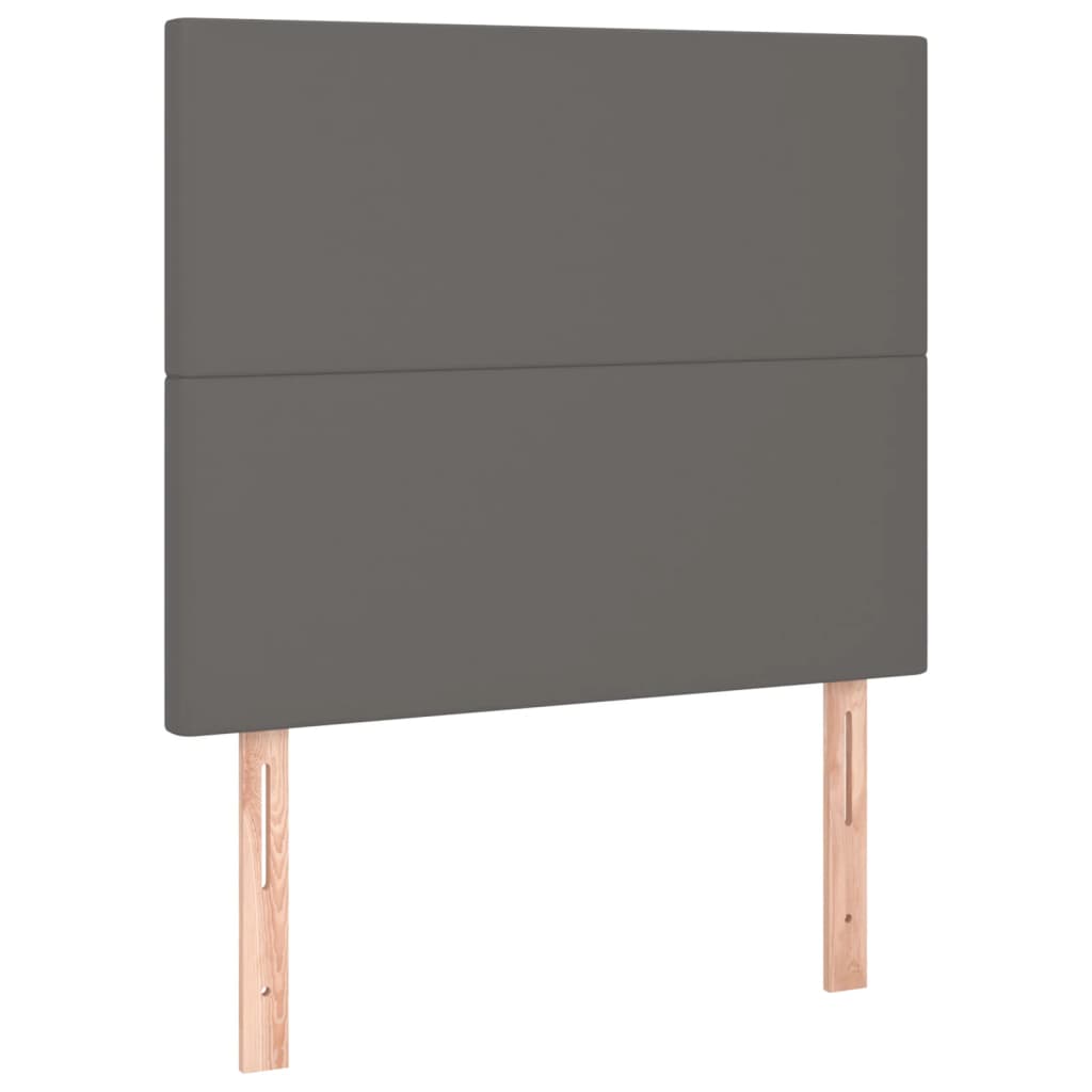 sengeramme med sengegavl 90x200 cm kunstlæder grå