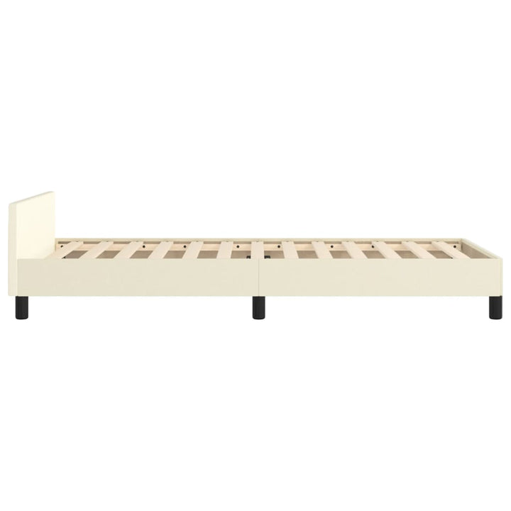 sengeramme med sengegavl 100x200 cm kunstlæder cremefarvet