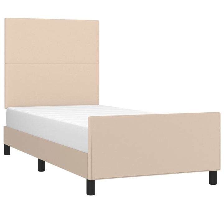 sengeramme med sengegavl 100x200 cm kunstlæder cappuccinofarvet