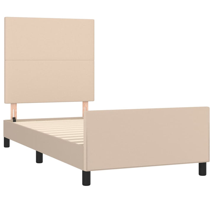 sengeramme med sengegavl 100x200 cm kunstlæder cappuccinofarvet