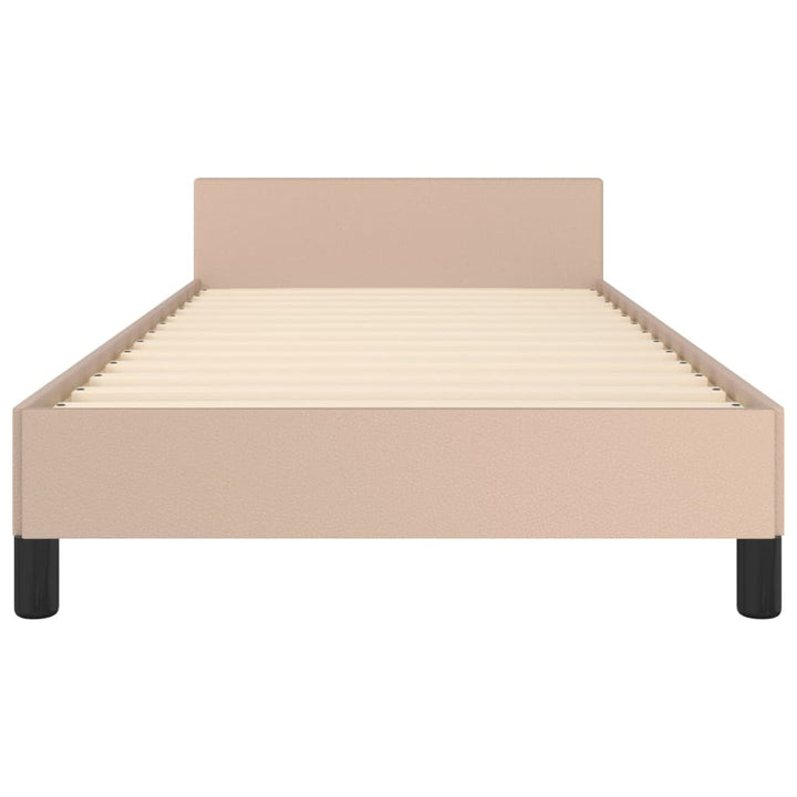 sengeramme med sengegavl 100x200 cm kunstlæder cappuccinofarvet