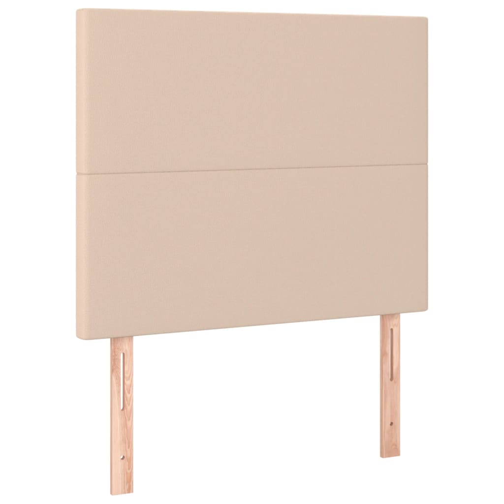 sengeramme med sengegavl 100x200 cm kunstlæder cappuccinofarvet