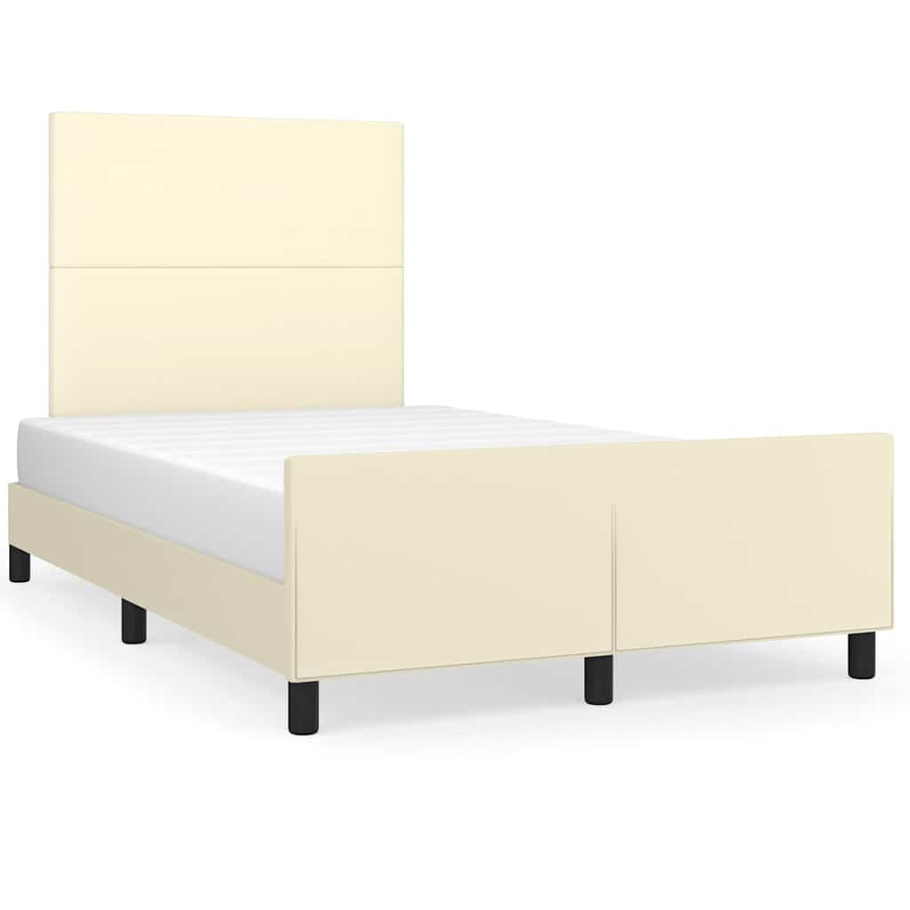 sengeramme med sengegavl 120x200 cm kunstlæder cremefarvet