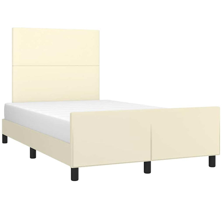 sengeramme med sengegavl 120x200 cm kunstlæder cremefarvet