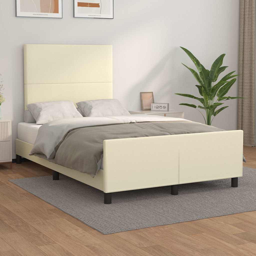 sengeramme med sengegavl 120x200 cm kunstlæder cremefarvet