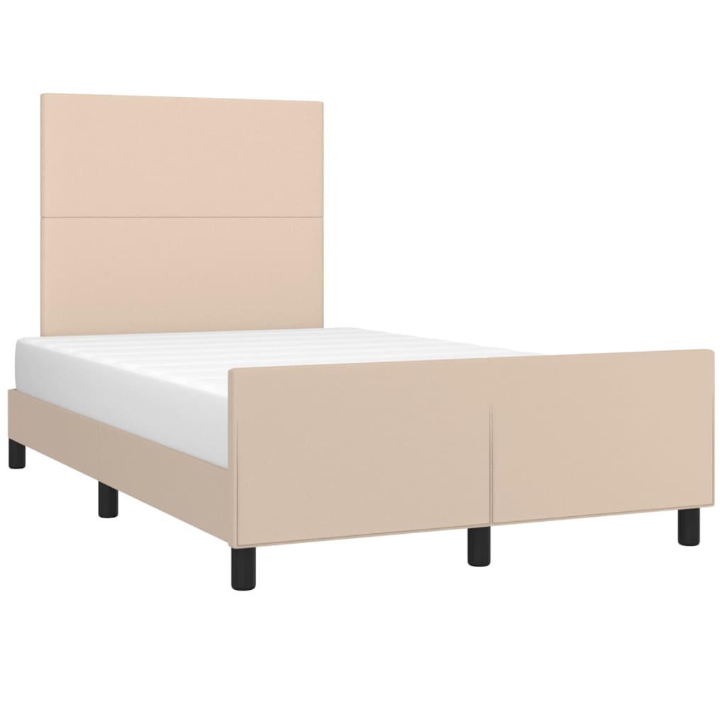 sengeramme med sengegavl 120x200 cm kunstlæder cappuccinofarvet