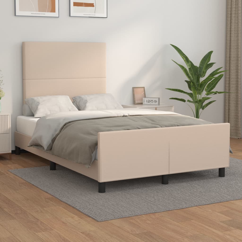 sengeramme med sengegavl 120x200 cm kunstlæder cappuccinofarvet