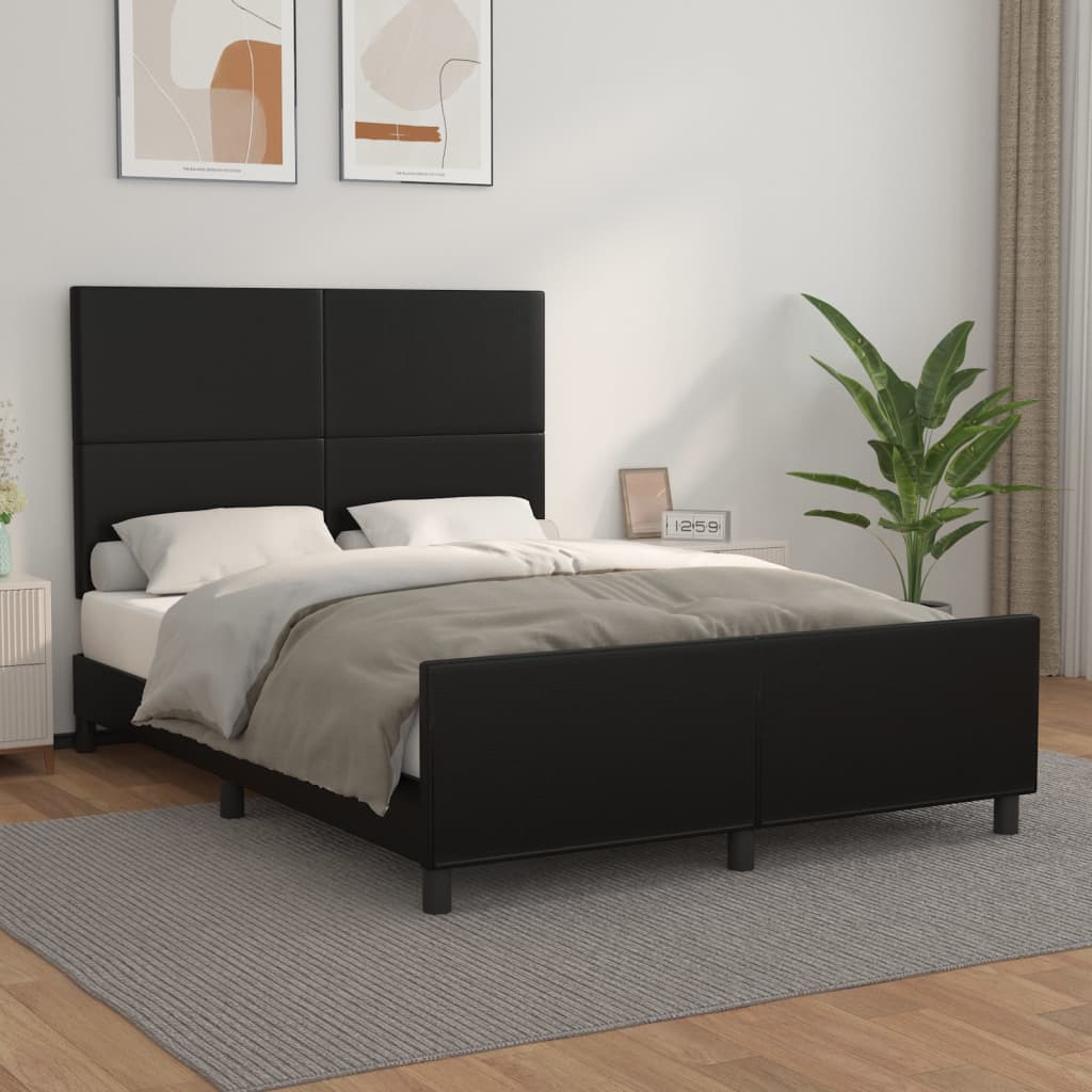sengeramme med sengegavl 140x190 cm kunstlæder sort