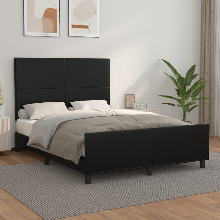 sengeramme med sengegavl 140x190 cm kunstlæder sort