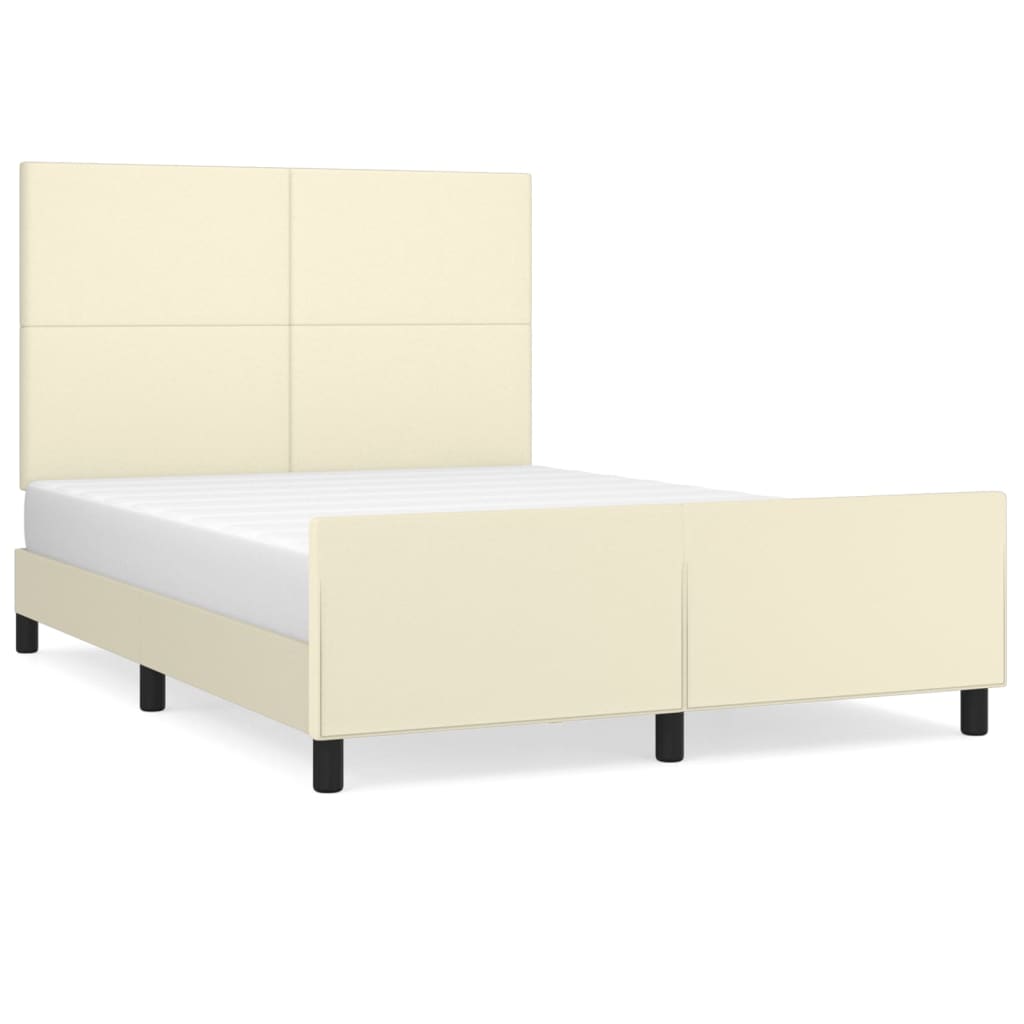 sengeramme med sengegavl 140x190 cm kunstlæder cremefarvet