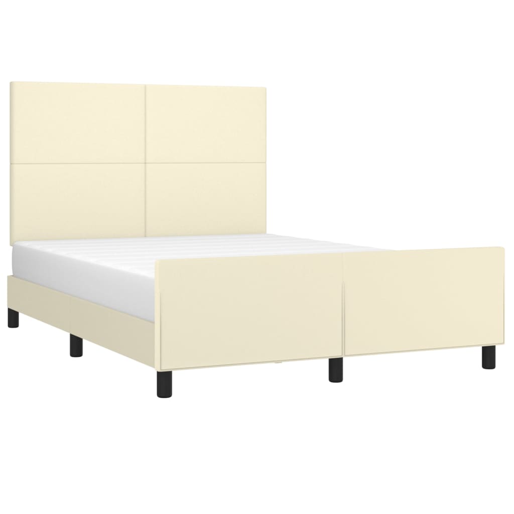 sengeramme med sengegavl 140x190 cm kunstlæder cremefarvet