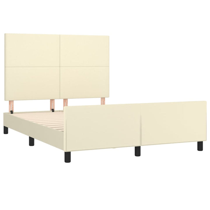 sengeramme med sengegavl 140x190 cm kunstlæder cremefarvet