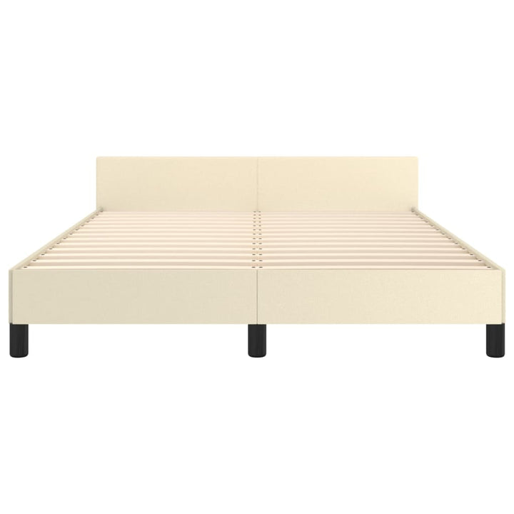sengeramme med sengegavl 140x190 cm kunstlæder cremefarvet