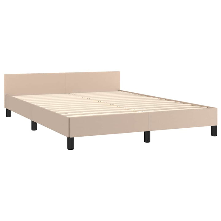 sengeramme med sengegavl 140x190 cm kunstlæder cappuccinofarvet