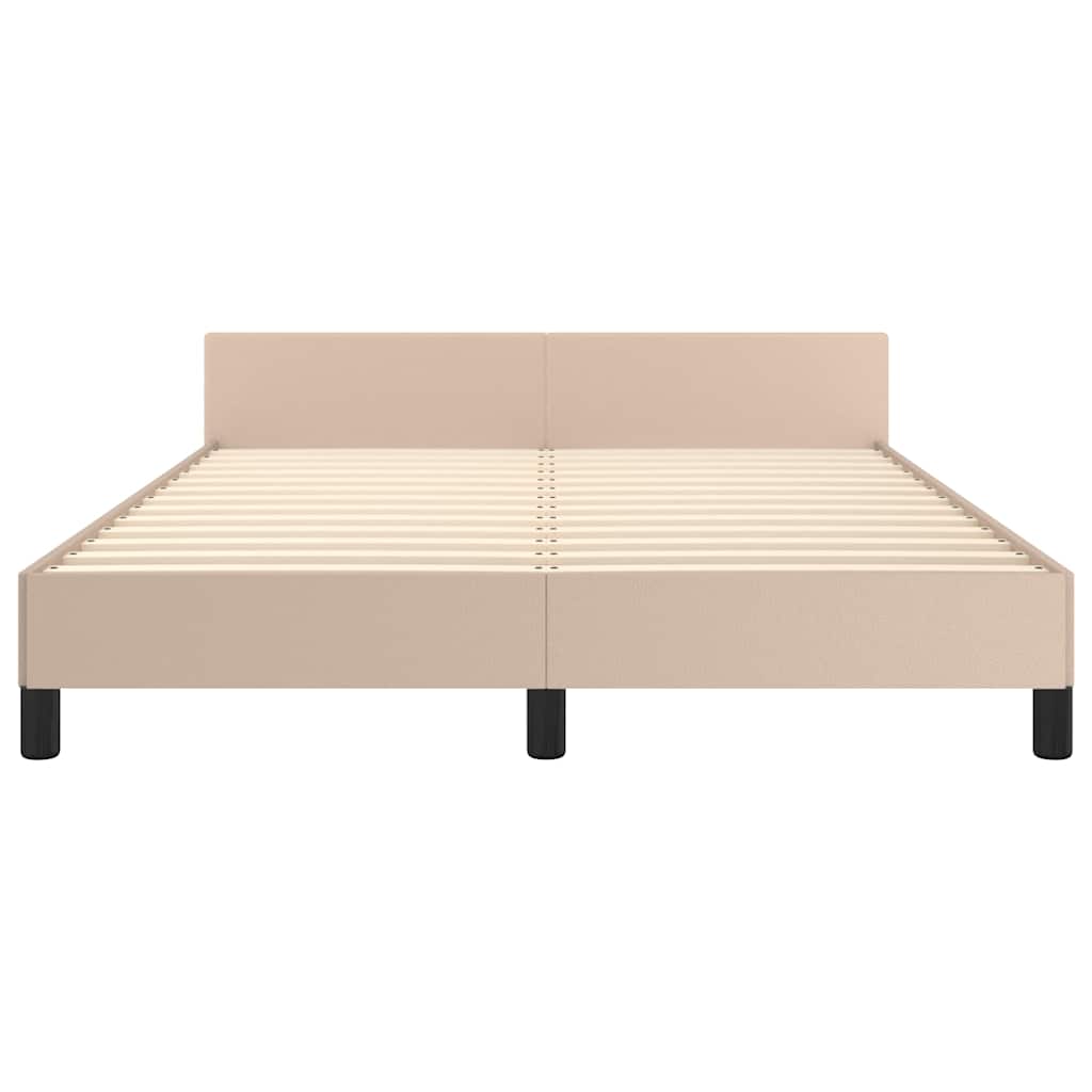 sengeramme med sengegavl 140x190 cm kunstlæder cappuccinofarvet
