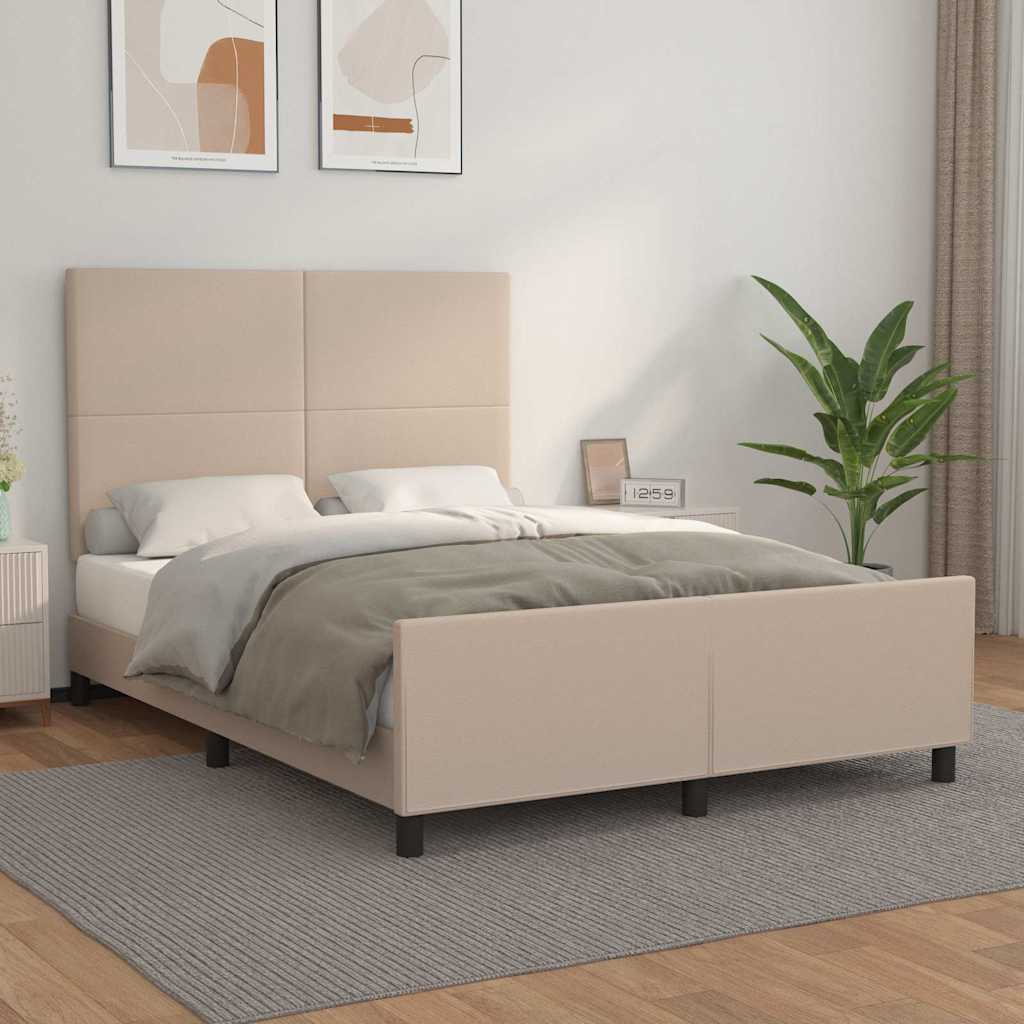 sengeramme med sengegavl 140x190 cm kunstlæder cappuccinofarvet
