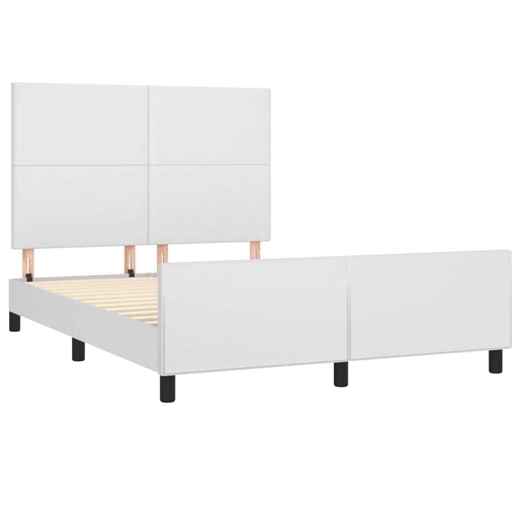 sengeramme med sengegavl 140x200 cm kunstlæder hvid