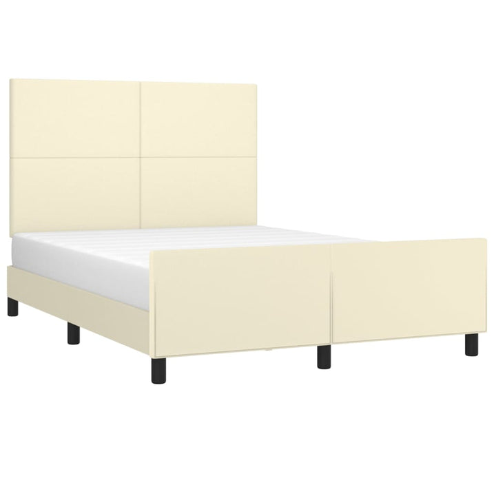 sengeramme med sengegavl 140x200 cm kunstlæder cremefarvet