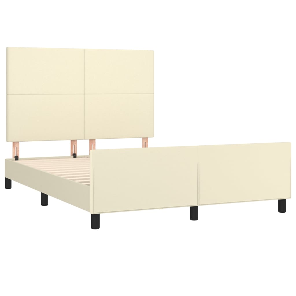 sengeramme med sengegavl 140x200 cm kunstlæder cremefarvet