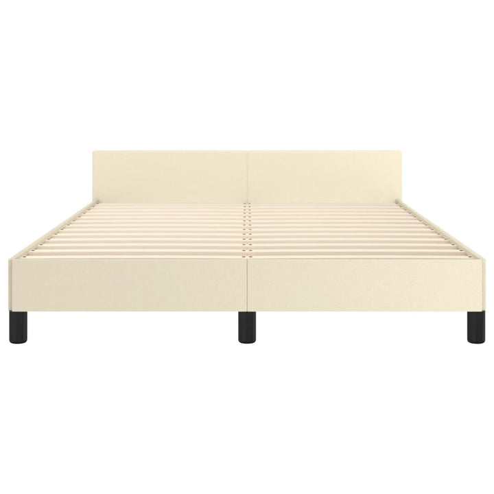 sengeramme med sengegavl 140x200 cm kunstlæder cremefarvet