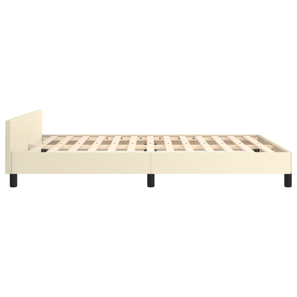 sengeramme med sengegavl 140x200 cm kunstlæder cremefarvet