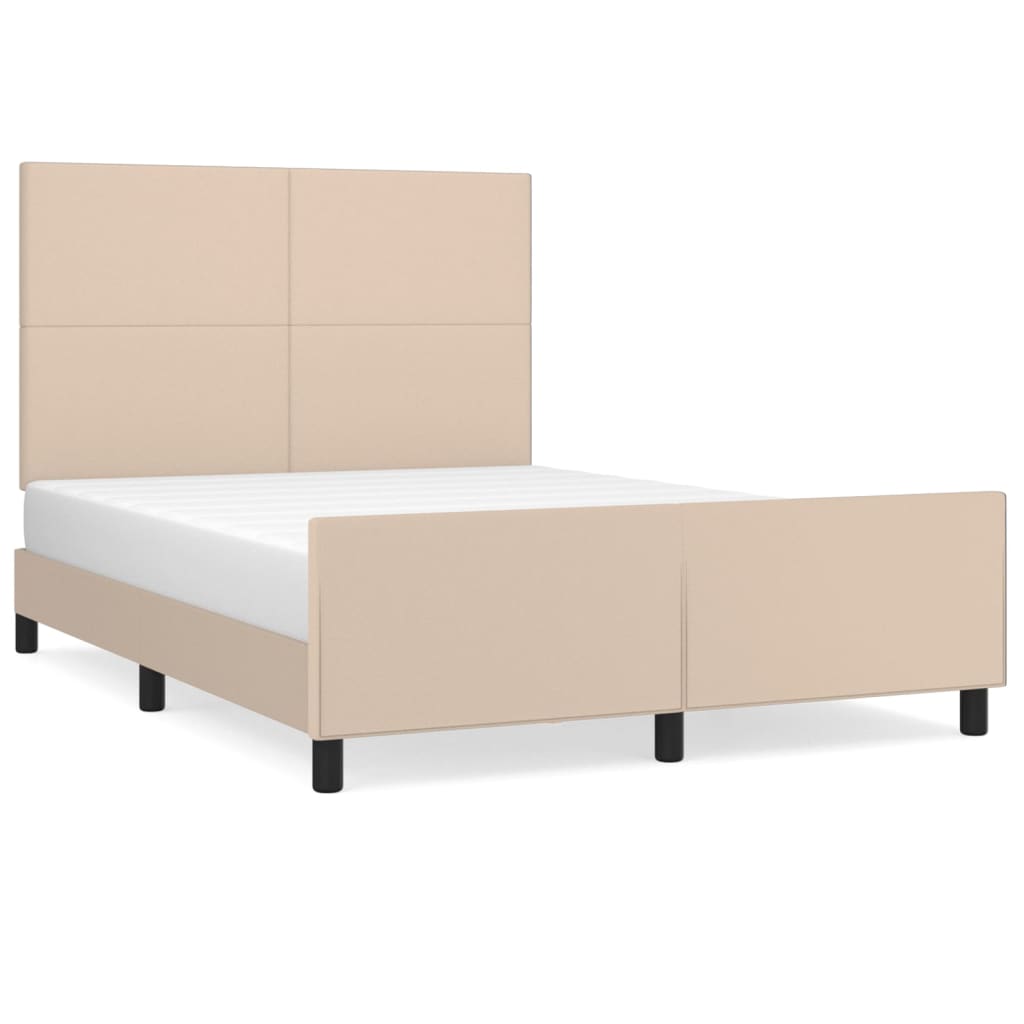 sengeramme med sengegavl 140x200 cm kunstlæder cappuccinofarvet