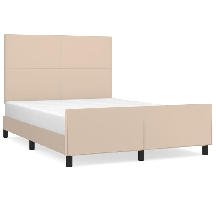 sengeramme med sengegavl 140x200 cm kunstlæder cappuccinofarvet