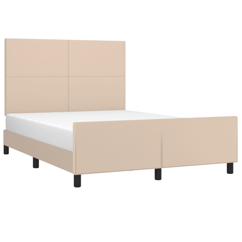 sengeramme med sengegavl 140x200 cm kunstlæder cappuccinofarvet
