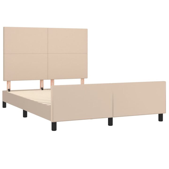 sengeramme med sengegavl 140x200 cm kunstlæder cappuccinofarvet