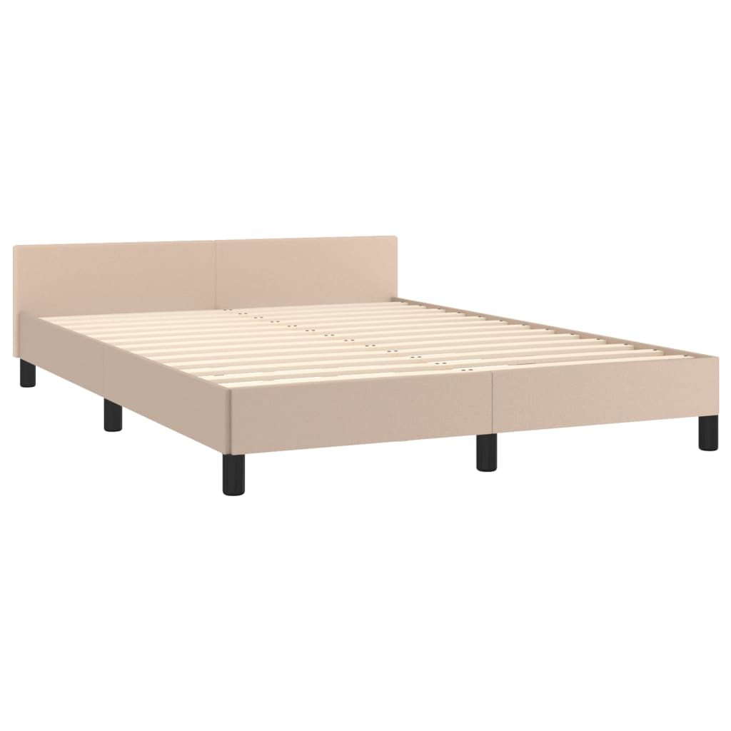 sengeramme med sengegavl 140x200 cm kunstlæder cappuccinofarvet
