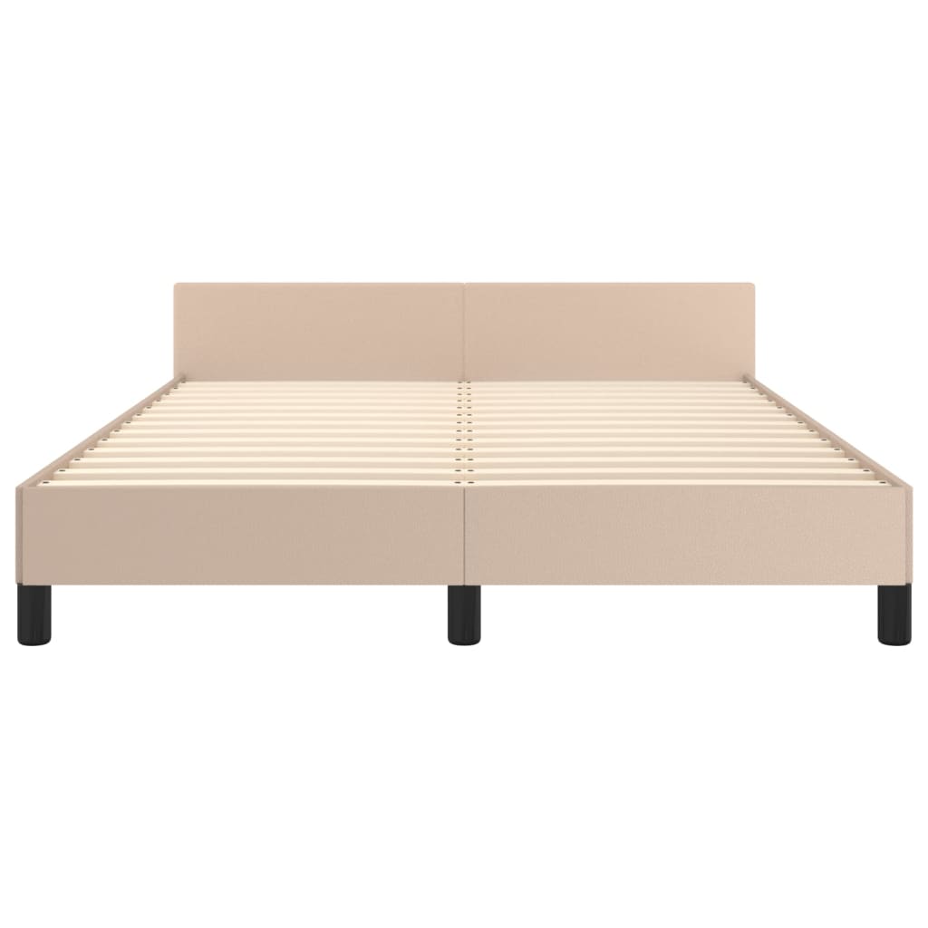 sengeramme med sengegavl 140x200 cm kunstlæder cappuccinofarvet