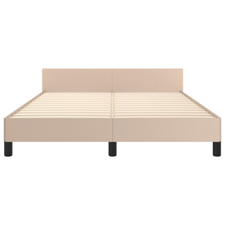 sengeramme med sengegavl 140x200 cm kunstlæder cappuccinofarvet