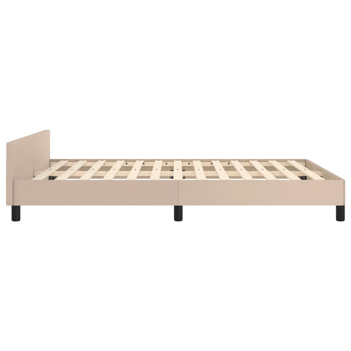 sengeramme med sengegavl 140x200 cm kunstlæder cappuccinofarvet