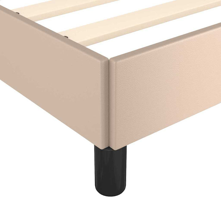sengeramme med sengegavl 140x200 cm kunstlæder cappuccinofarvet