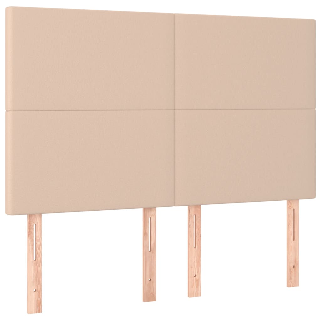 sengeramme med sengegavl 140x200 cm kunstlæder cappuccinofarvet