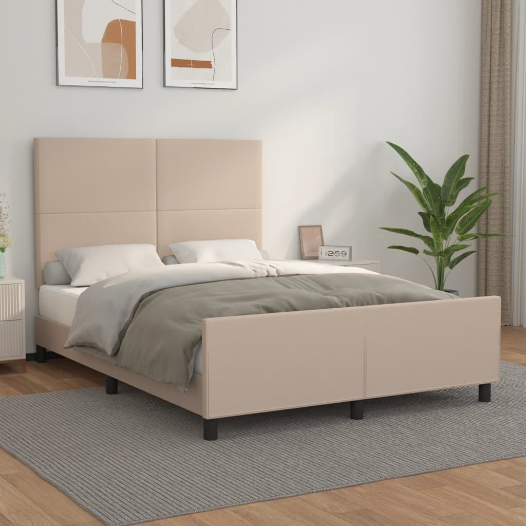 sengeramme med sengegavl 140x200 cm kunstlæder cappuccinofarvet