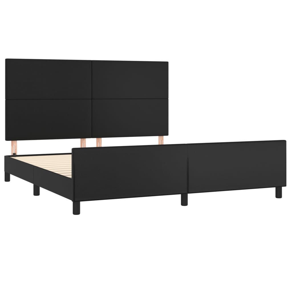 sengeramme med sengegavl 160x200 cm kunstlæder sort