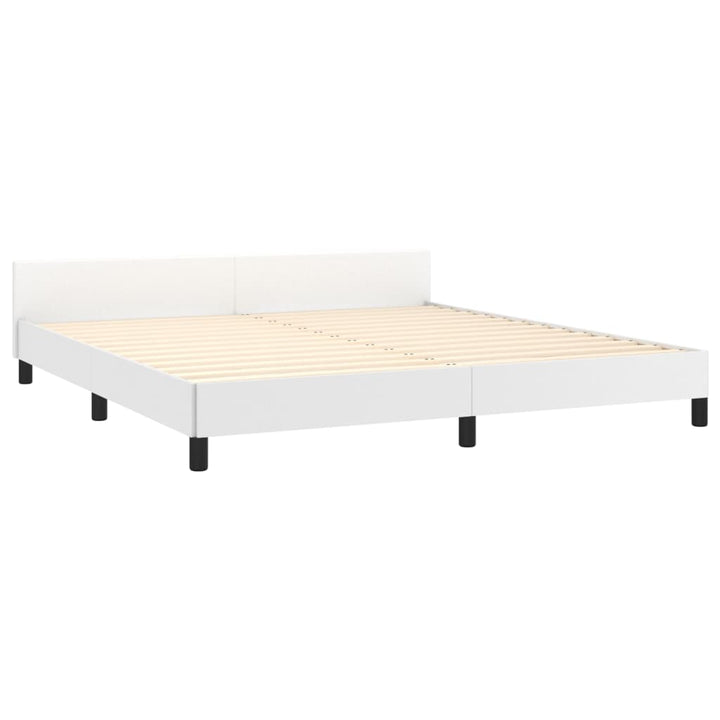 sengeramme med sengegavl 160x200 cm kunstlæder hvid