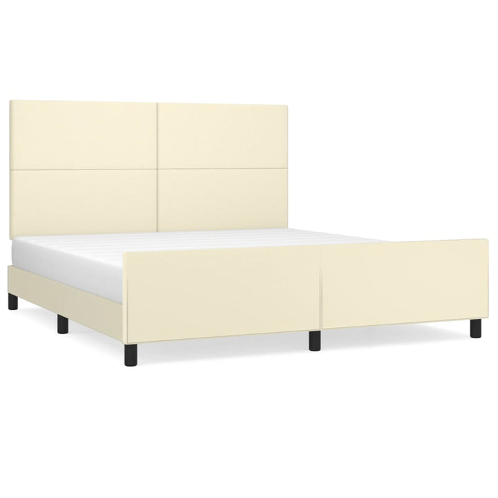 sengeramme med sengegavl 160x200 cm kunstlæder cremefarvet