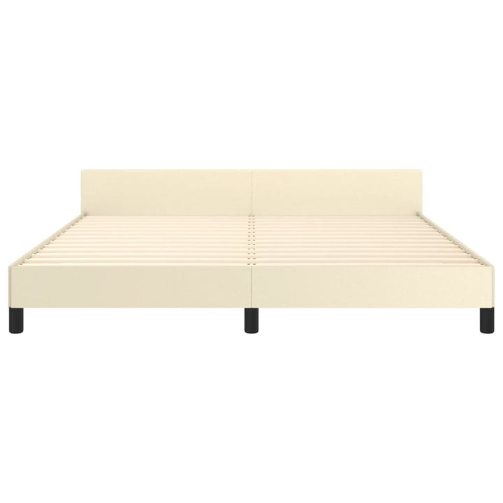 sengeramme med sengegavl 160x200 cm kunstlæder cremefarvet