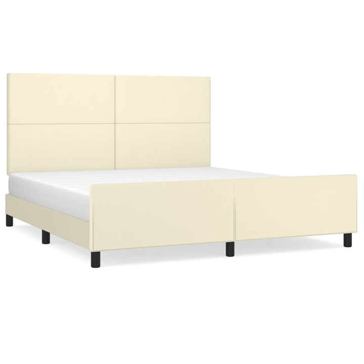 sengeramme med sengegavl 180x200 cm kunstlæder cremefarvet