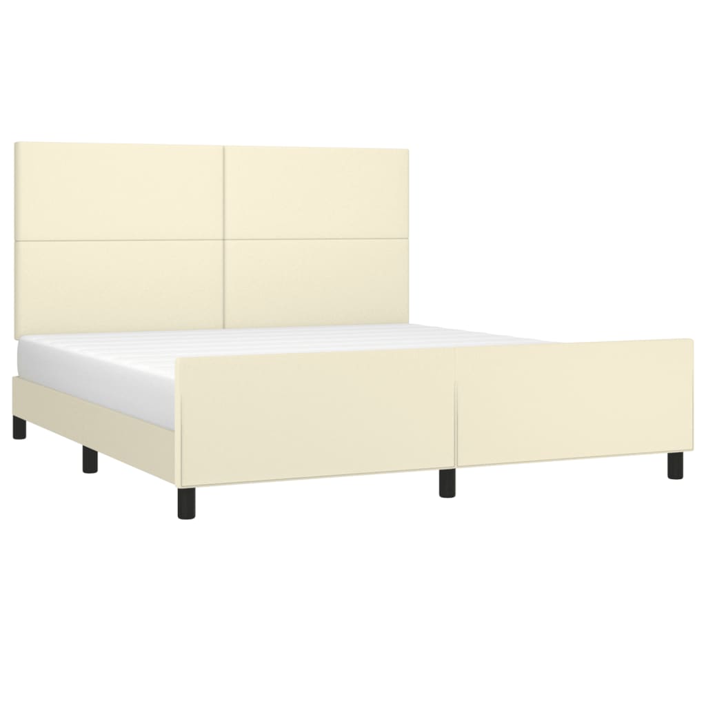 sengeramme med sengegavl 180x200 cm kunstlæder cremefarvet