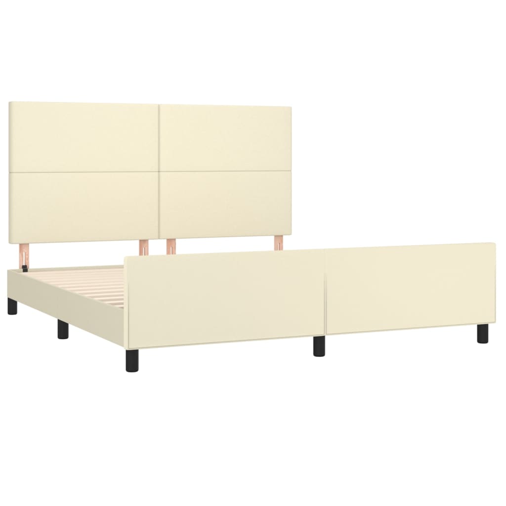 sengeramme med sengegavl 180x200 cm kunstlæder cremefarvet