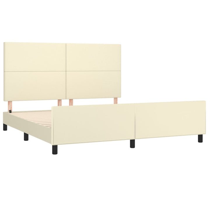 sengeramme med sengegavl 180x200 cm kunstlæder cremefarvet