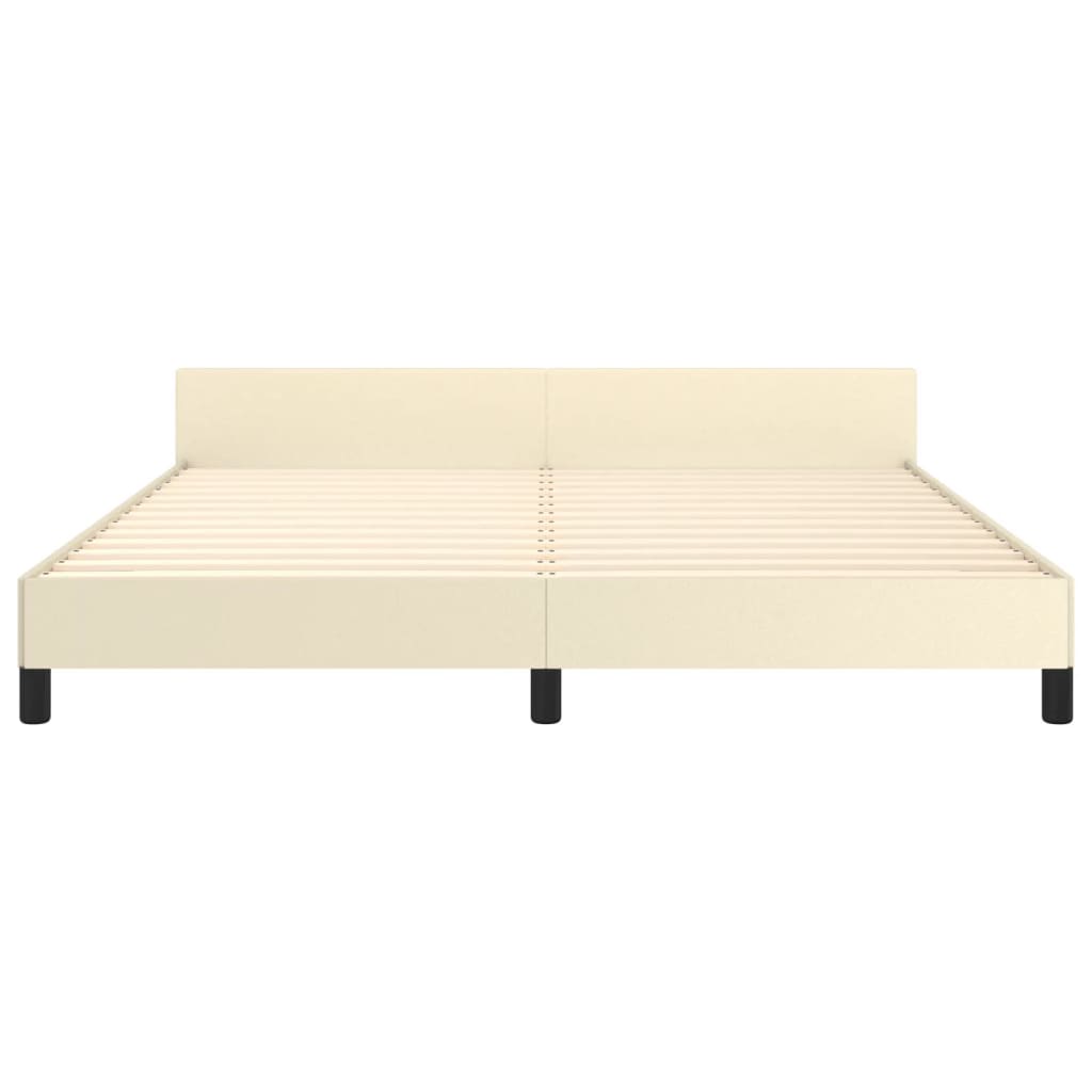 sengeramme med sengegavl 180x200 cm kunstlæder cremefarvet