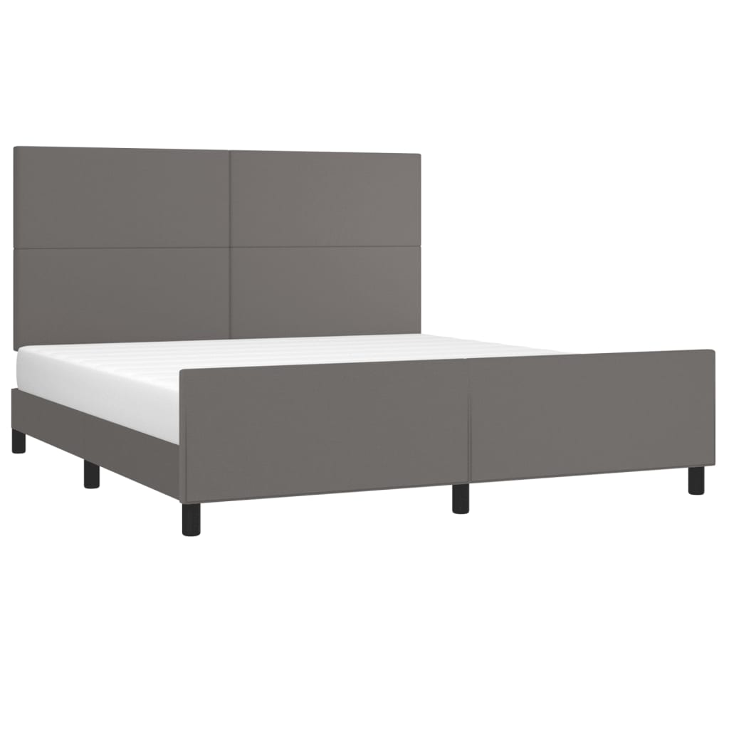 sengeramme med sengegavl 180x200 cm kunstlæder grå