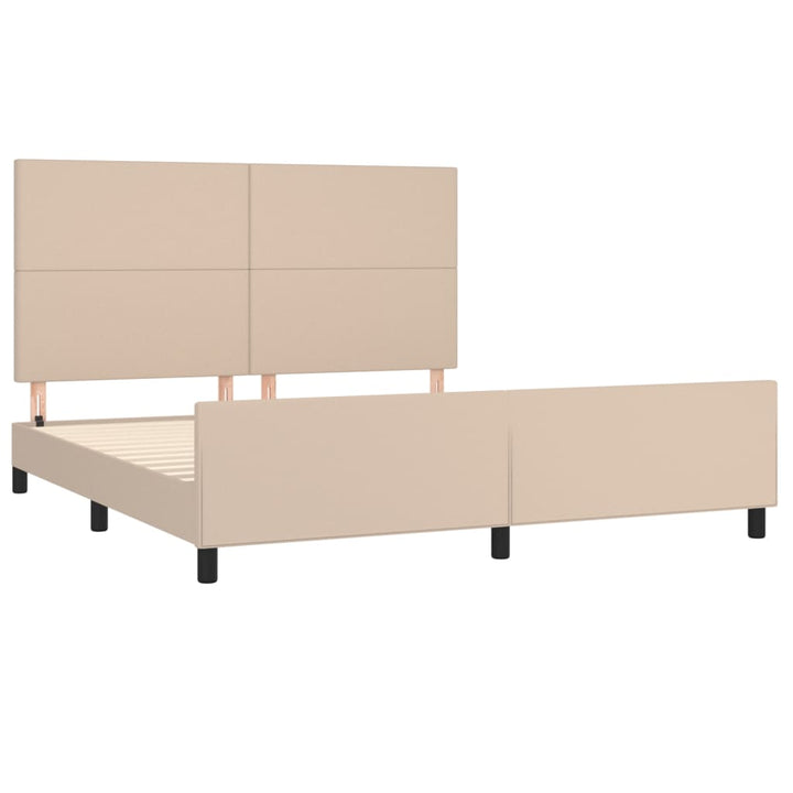 sengeramme med sengegavl 180x200 cm kunstlæder cappuccinofarvet
