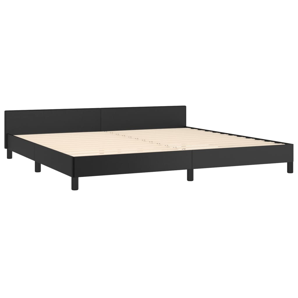 sengeramme med sengegavl 200x200 cm kunstlæder sort